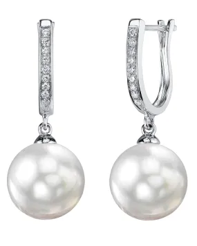 White South Sea Pearl & Diamond Captivate Dangle Earrings