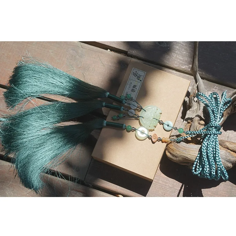 Yulou 玉楼 Jade Tower Tassel Belt Unisex Jade Hanfu Accessory