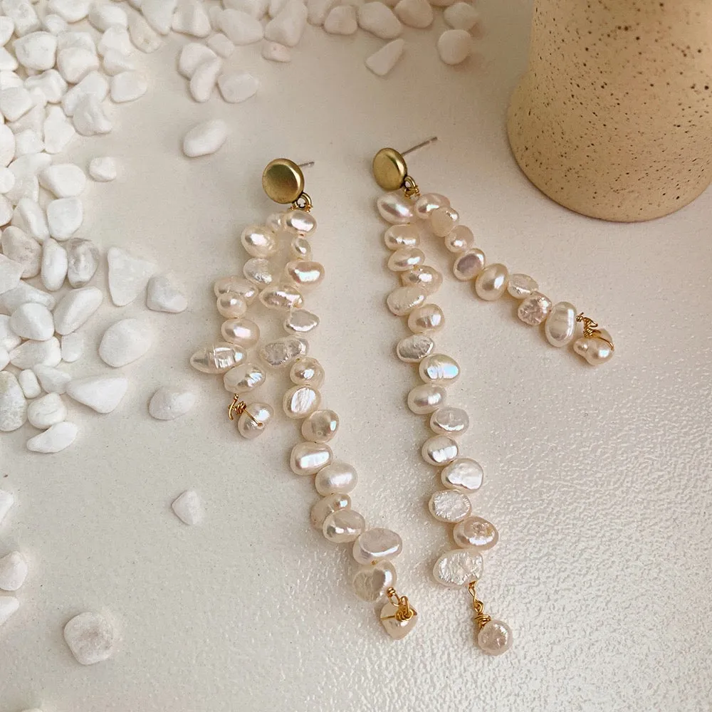 Zigzag Pearl Cascade Earrings