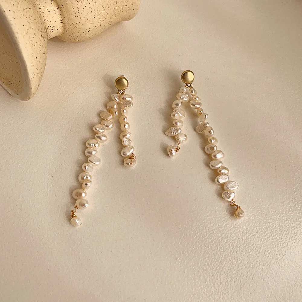 Zigzag Pearl Cascade Earrings